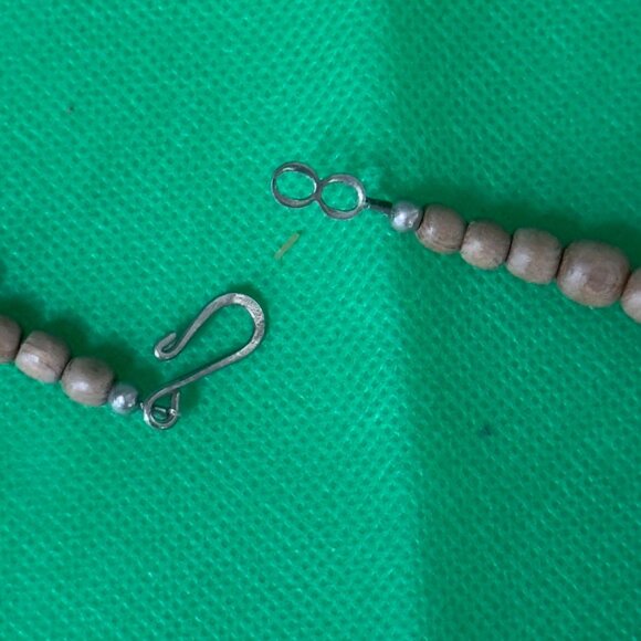 Multistrand Wooden Beaded Necklace With Black Horn-Like Accents & Hook Closure - Picture 5 of 9